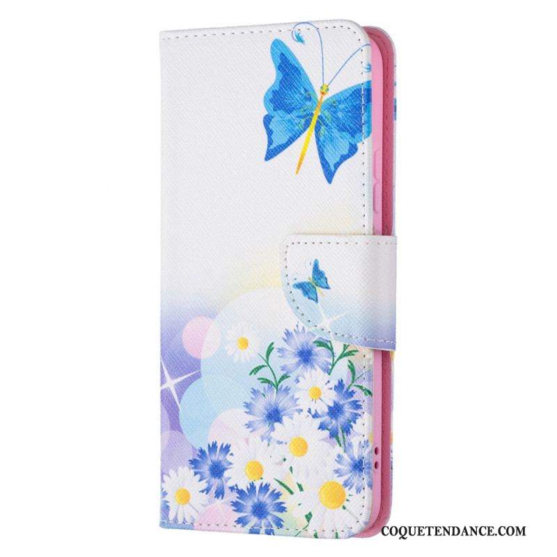 Housse Samsung Galaxy S22 Plus 5G Papillons et Fleurs Peints