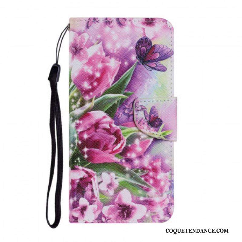 Housse Samsung Galaxy S22 Ultra 5G Papillons et Tulipes