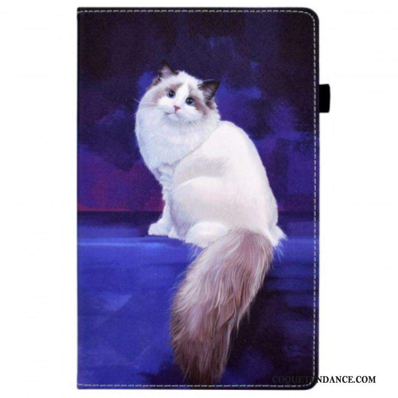 Housse Samsung Galaxy Tab A8 (2021) Chat Blanc