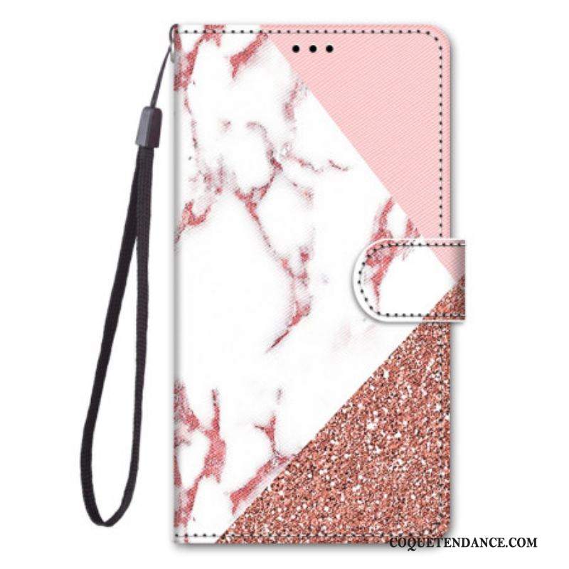 Housse Sony Xperia 10 IV Triangle en Marbre et Paillettes