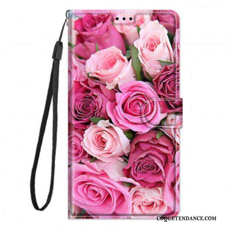 Housse Xiaomi Redmi Note 10 Pro Roses à Lanière