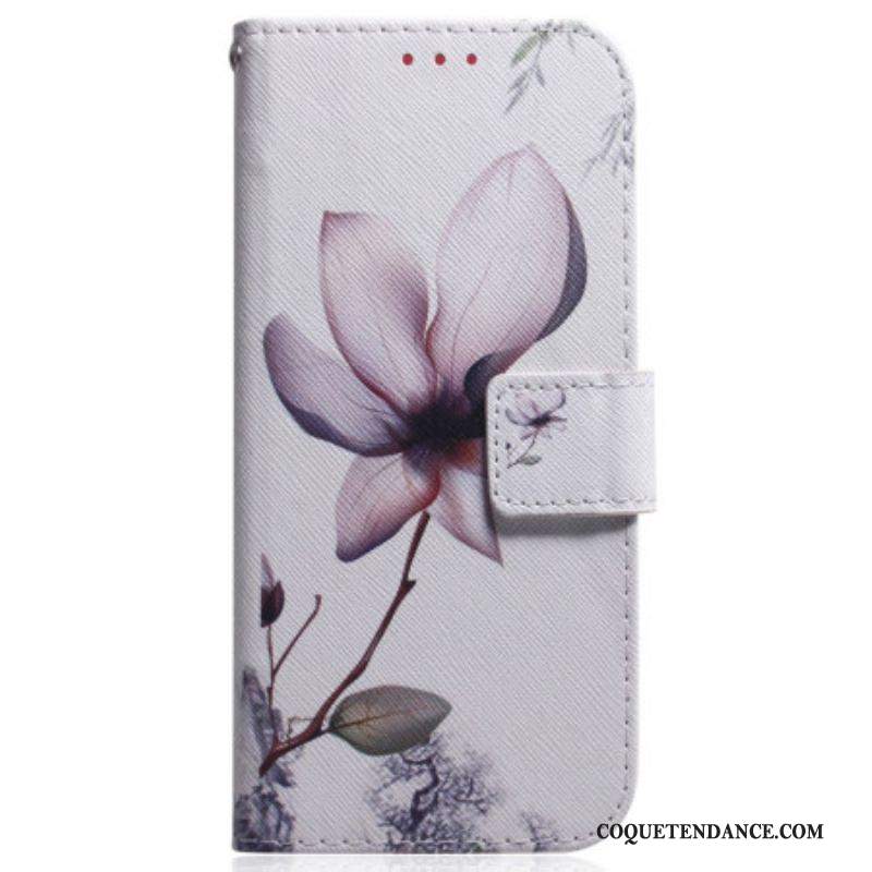 Housse iPhone 15 Fleur Vieux Rose