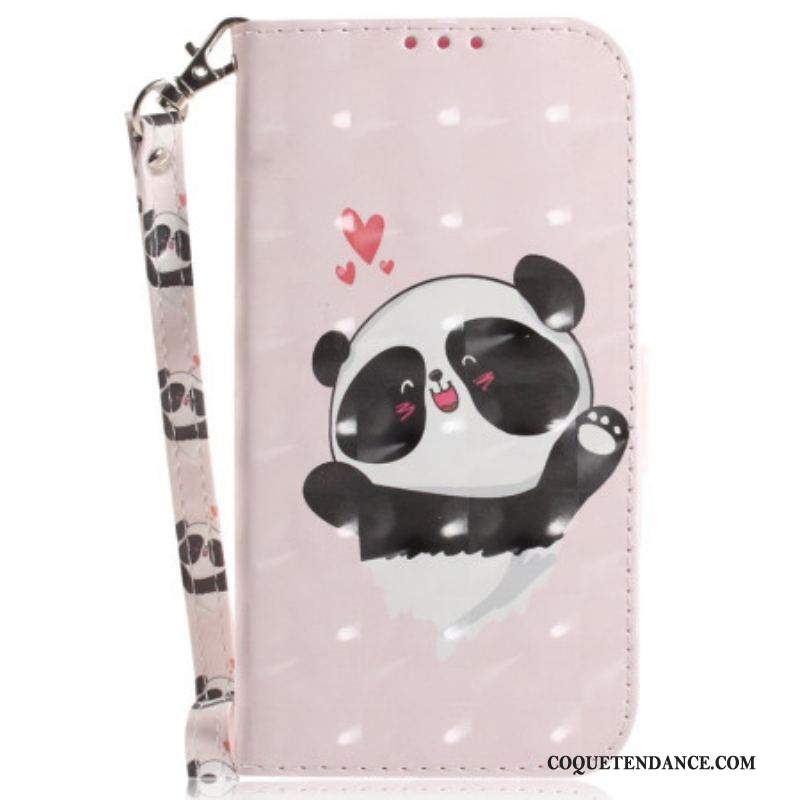 Housse iPhone 15 Plus Panda Love à Lanière