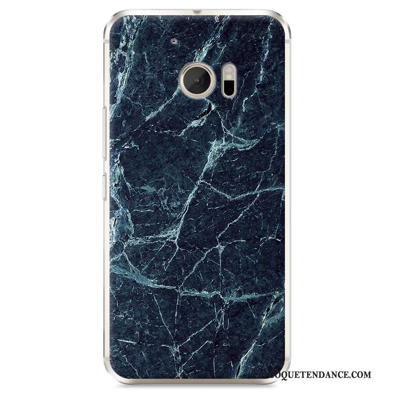 Htc 10 Coque Grain De Bois De Téléphone Bleu Marin Protection Étui