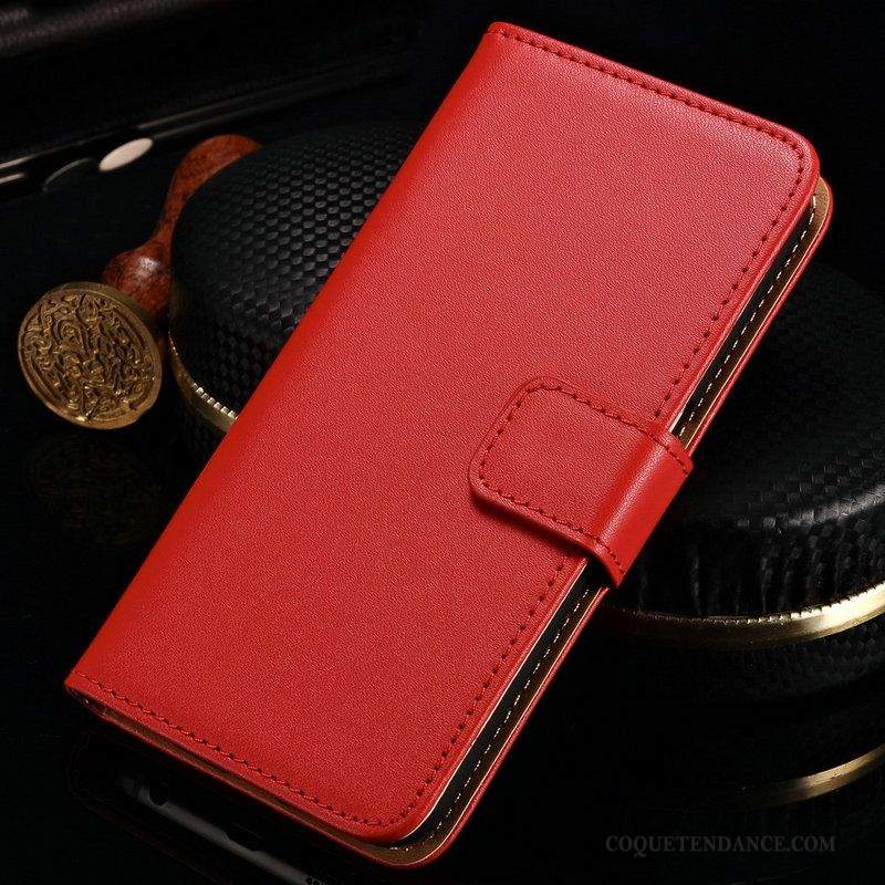 Htc Desire 10 Lifestyle Coque Étui En Cuir Rouge Cuir Véritable De Téléphone Protection