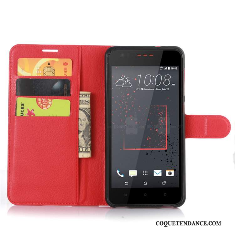 Htc Desire 825 Coque Étui De Téléphone Étui En Cuir Carte Rouge