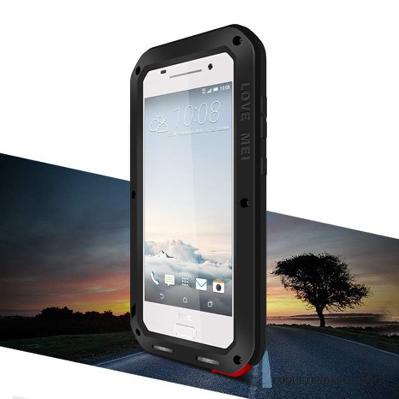 Htc One A9 Coque Border Noir Verre Trempé Incassable Silicone