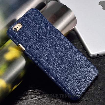 Htc One M7 Coque Difficile Cuir Véritable Bleu Business