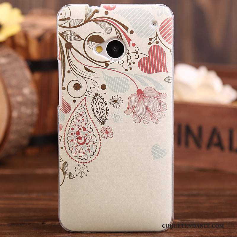 Htc One M7 Coque Étui Rose Peinture Authentique