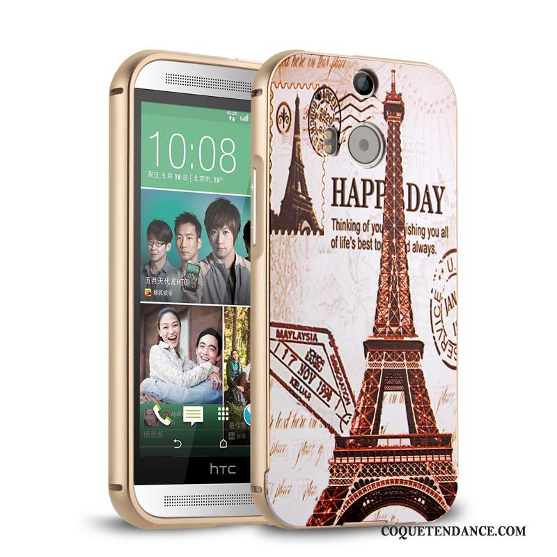 Htc One M8 Coque De Téléphone Étui Border Métal Rose