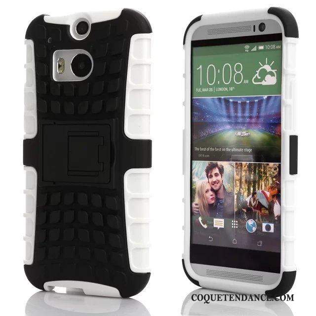 Htc One M8 Coque Support Antidérapant Blanc Étui