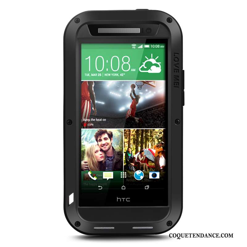 Htc One M8 Coque Tout Compris Délavé En Daim Trois Défenses Noir Étui