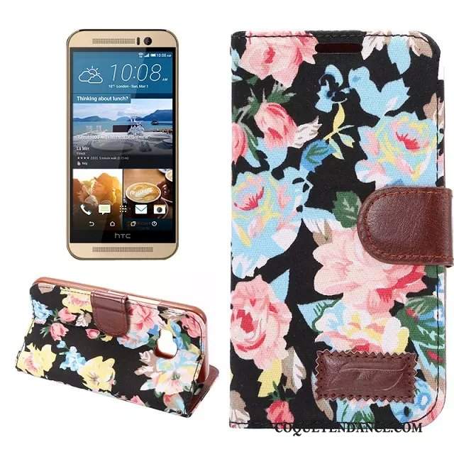 Htc One M9 Coque De Téléphone Carte Étui En Cuir Protection Multicolore