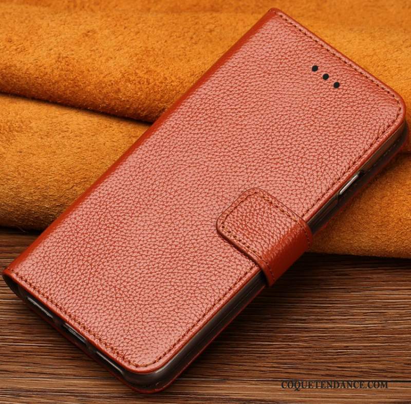 Htc U Ultra Coque De Téléphone Orange Étui Personnalité Cuir Véritable