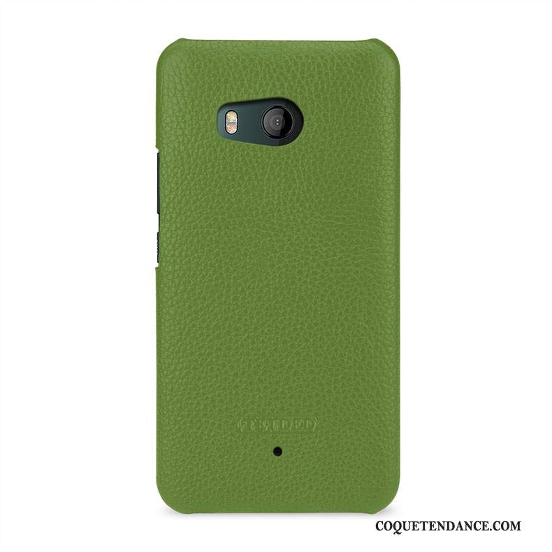 Htc U11 Coque De Téléphone Cuir Véritable Simple Protection Vert