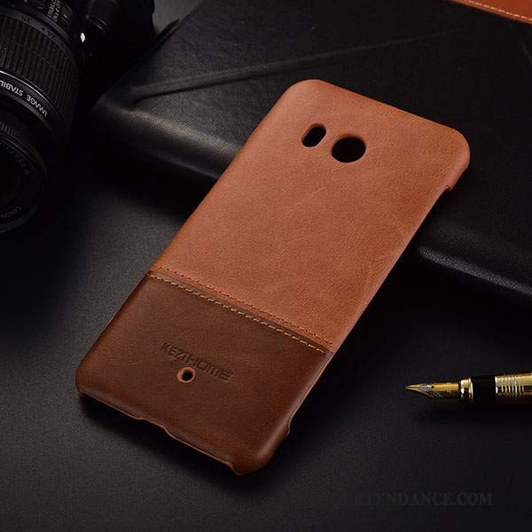 Htc U11 Coque Étui Tendance Très Mince Cuir Véritable Protection