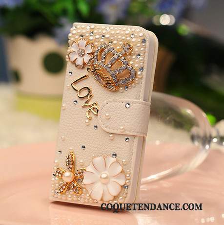 Huawei Ascend G6 Coque Étui En Cuir Strass Or Protection