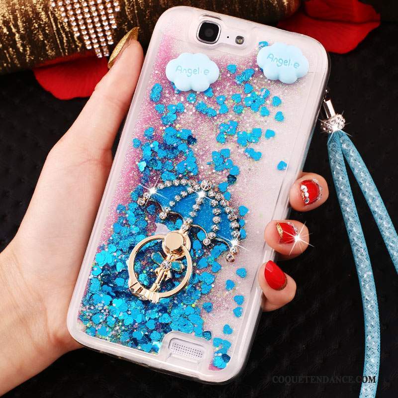 Huawei Ascend G7 Coque Anneau Une Agrafe Étui Bleu Strass