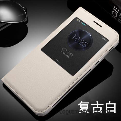 Huawei Ascend G7 Coque Blanc Clamshell Étui De Téléphone Étui En Cuir