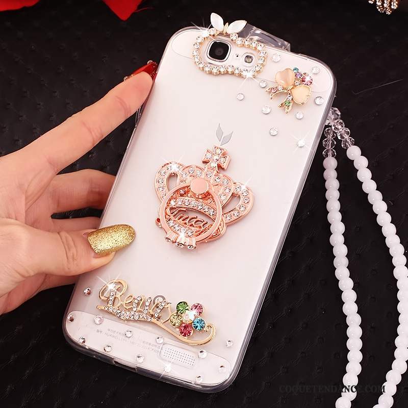 Huawei Ascend G7 Coque De Téléphone Rose Strass Étui Protection