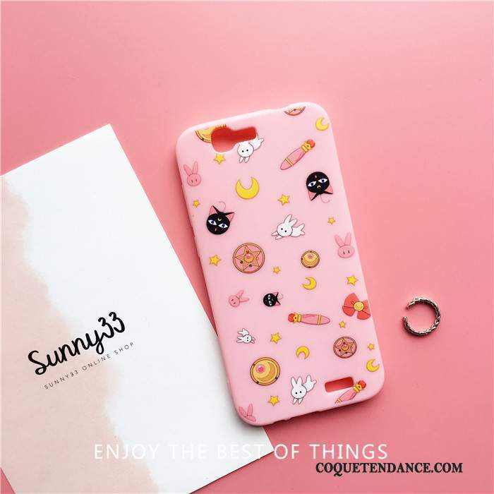 Huawei Ascend G7 Coque Incassable Fluide Doux Silicone Rose De Téléphone