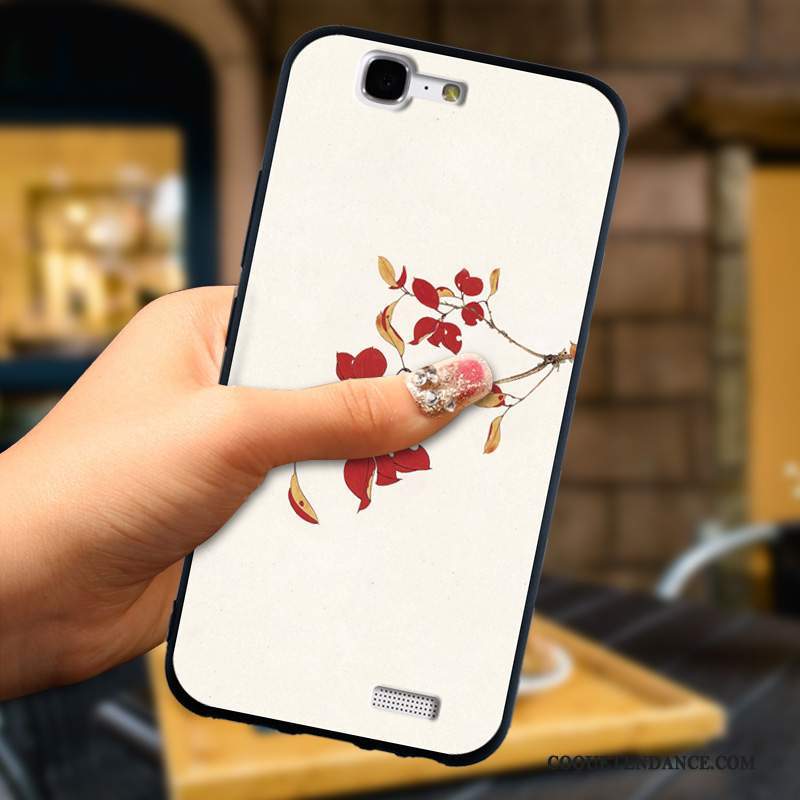 Huawei Ascend G7 Coque Étui Silicone Blanc Anneau De Téléphone