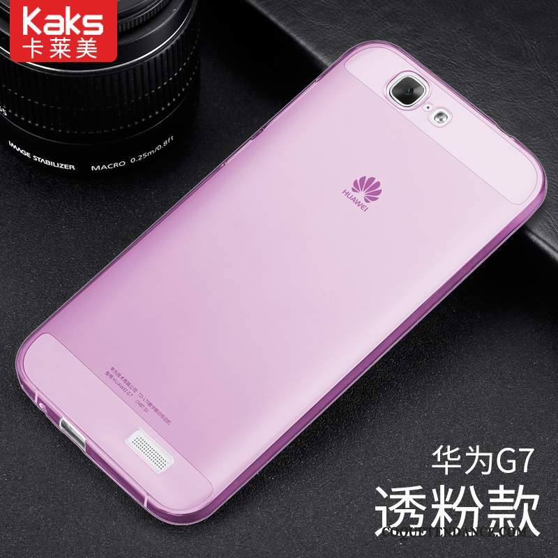 Huawei Ascend G7 Coque Étui Transparent Rose Silicone De Téléphone