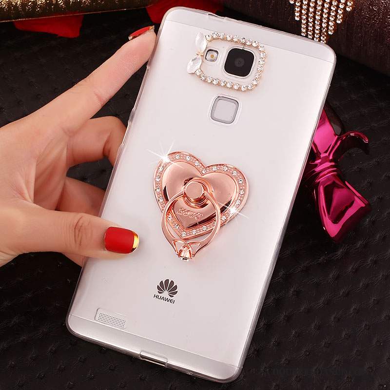 Huawei Ascend Mate 7 Coque Rose Protection Strass Étui