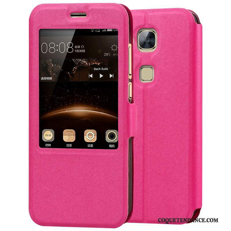 Huawei G7 Plus Coque Étui En Cuir Rouge Housse Silicone Protection