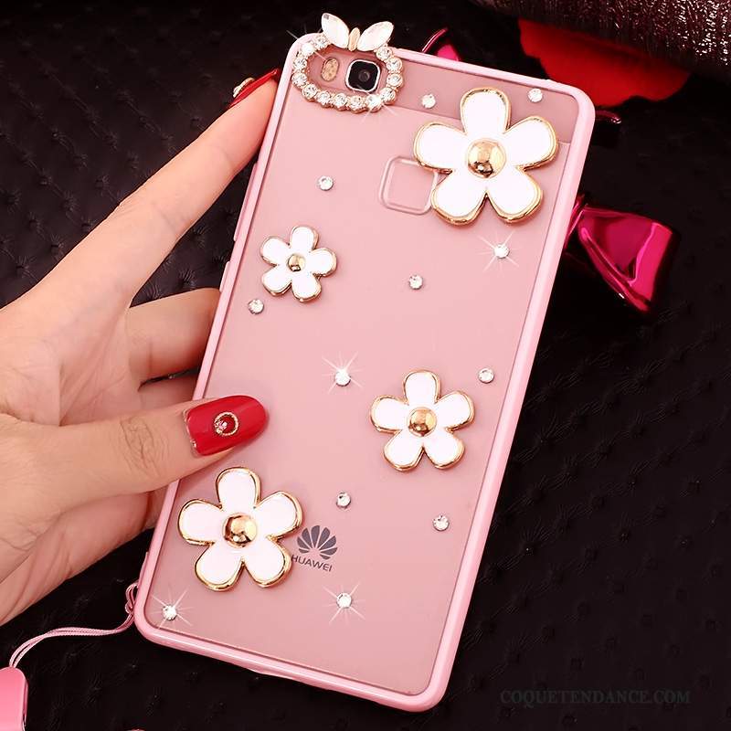 Huawei G9 Lite Coque Fluide Doux Rose Cou Suspendu Étui