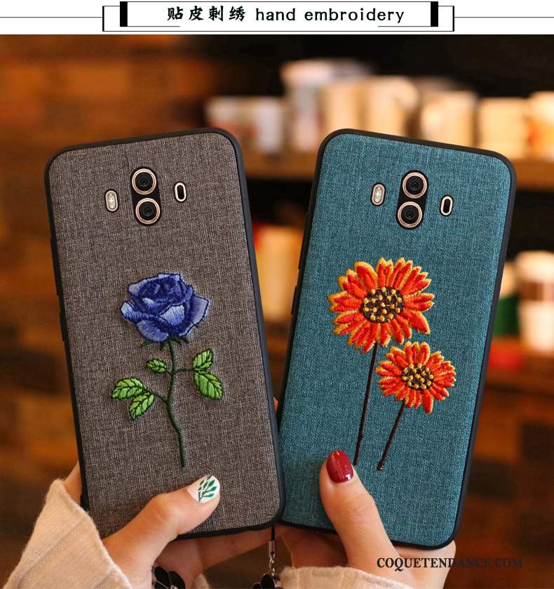 Huawei Mate 10 Coque Cuir Broderie Tout Compris Silicone