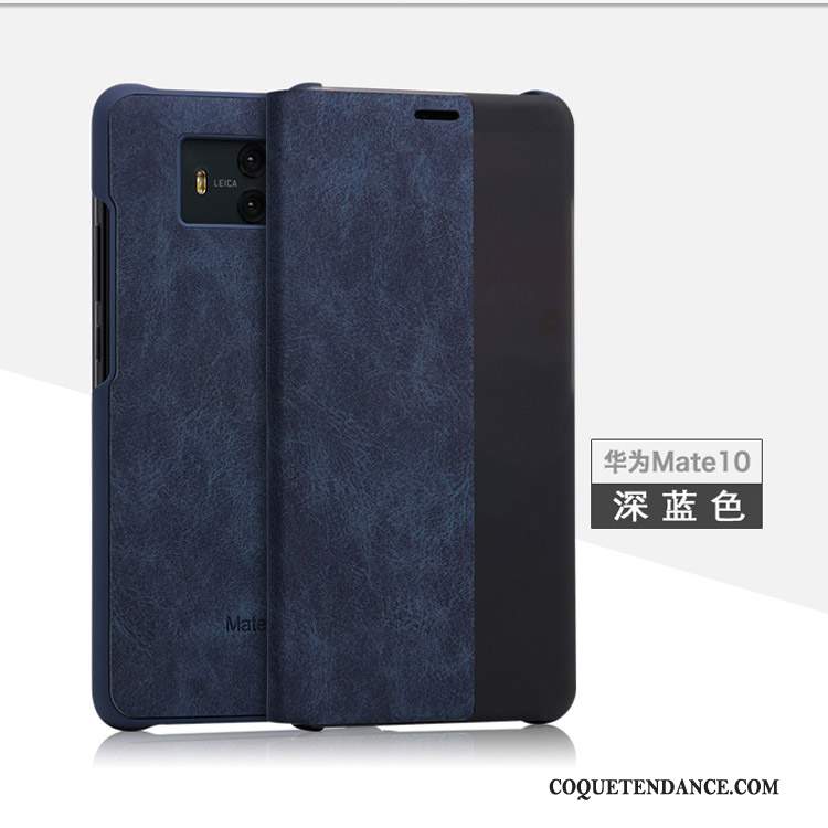 Huawei Mate 10 Coque De Téléphone Incassable Bleu Étui En Cuir Protection