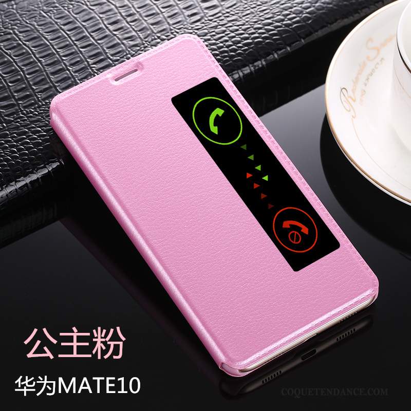 Huawei Mate 10 Coque De Téléphone Incassable Étui Étui En Cuir Rose