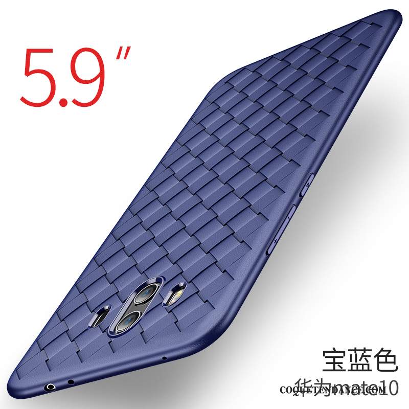 Huawei Mate 10 Coque Fluide Doux Étui En Cuir Silicone Tout Compris Bleu