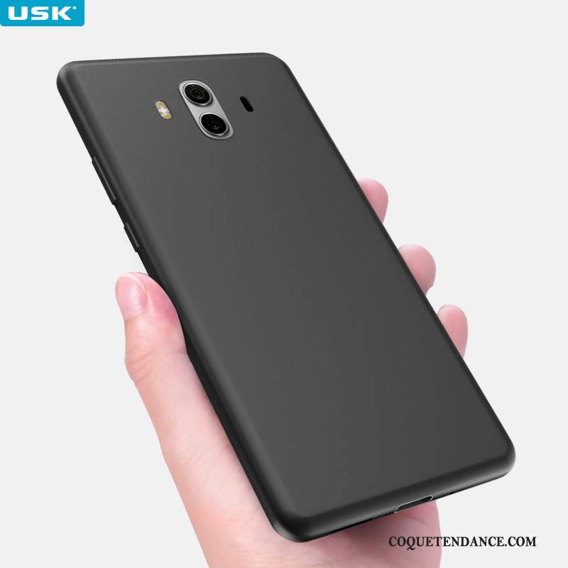 Huawei Mate 10 Coque Très Mince Incassable Noir Délavé En Daim Étui