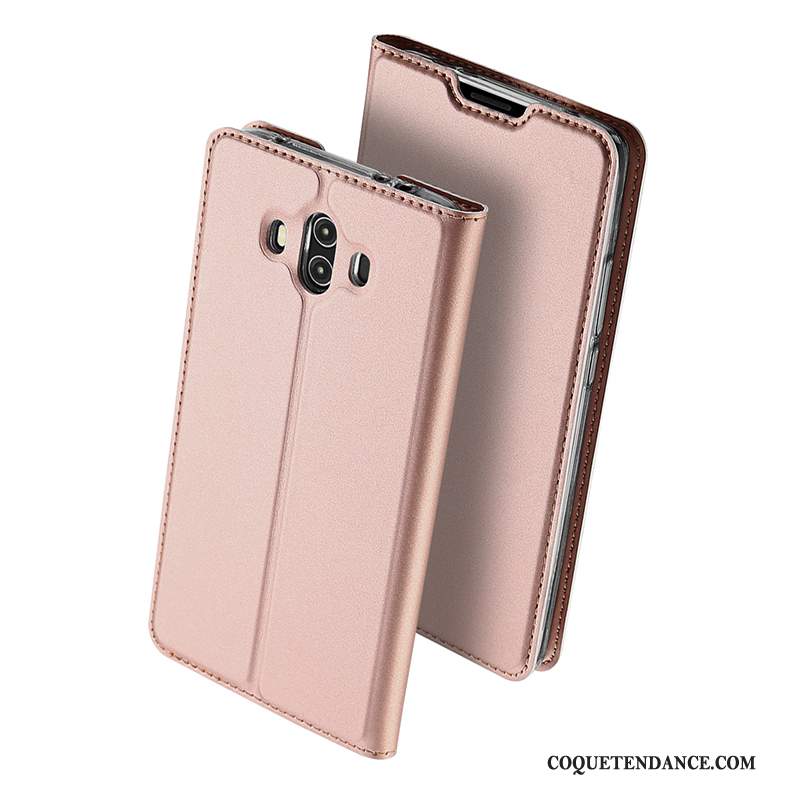 Huawei Mate 10 Coque Étui En Cuir Rose Incassable Protection Clamshell