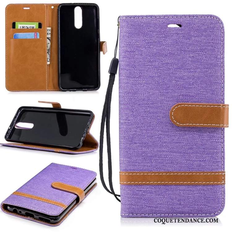 Huawei Mate 10 Lite Coque Carte Pure Étui En Cuir Violet Portefeuille