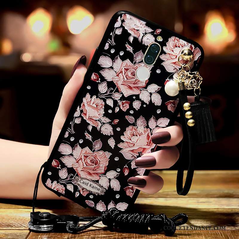 Huawei Mate 10 Lite Coque Ornements Suspendus Gaufrage Anneau Fluide Doux Rose