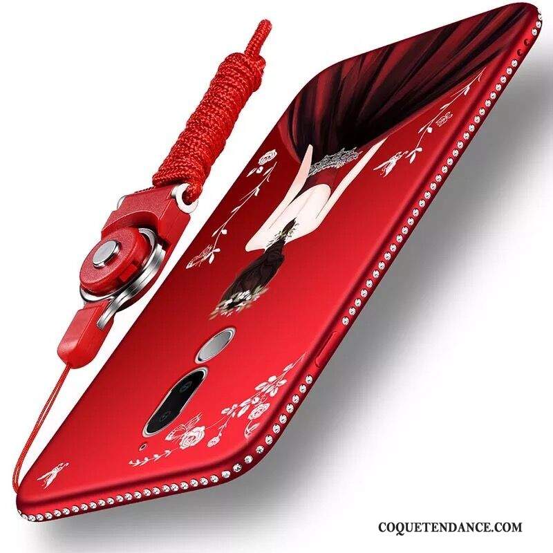 Huawei Mate 10 Lite Coque Étui Incassable Rouge Strass Protection