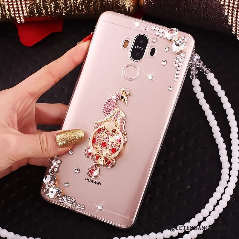 Huawei Mate 10 Pro Coque De Téléphone Rouge Transparent Étui Strass