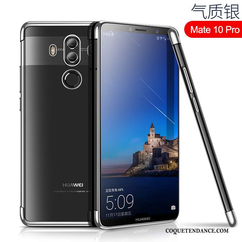 Huawei Mate 10 Pro Coque Fluide Doux Silicone Transparent Argent De Téléphone