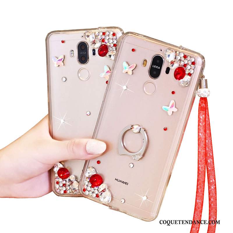 Huawei Mate 10 Pro Coque Rouge Silicone Étui Strass De Téléphone