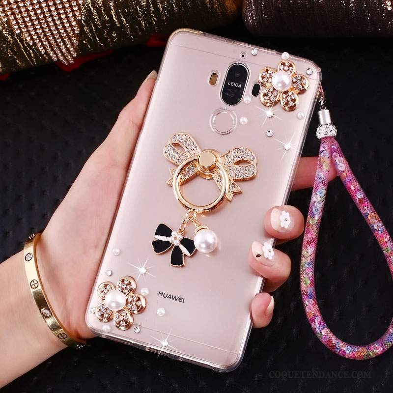 Huawei Mate 10 Pro Coque Étui Charmant Rose Transparent Pendentif