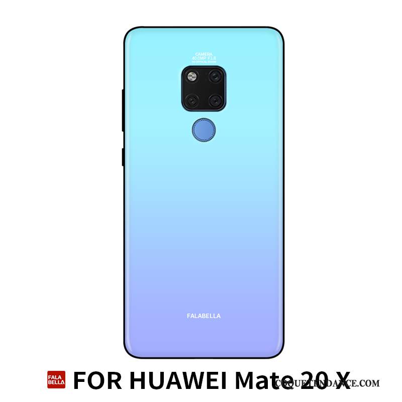 Huawei Mate 20 X Coque Protection Personnalité Verre Bleu Ornements Suspendus