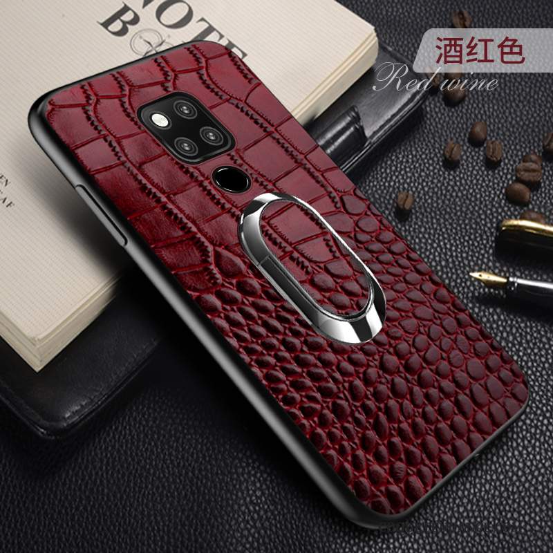 Huawei Mate 20 X Coque Vin Rouge Simple Nouveau Cuir Étui