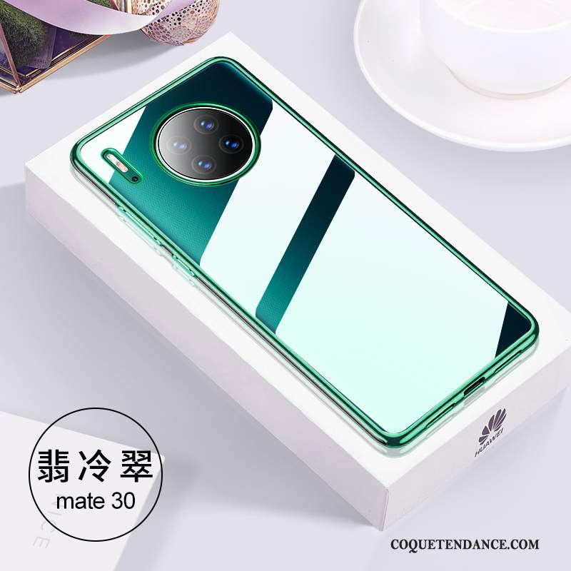 Huawei Mate 30 Coque Vert Silicone Vent Incassable Transparent