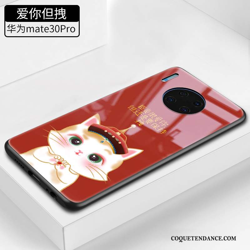 Huawei Mate 30 Pro Coque Marque De Tendance Très Mince Verre Net Rouge De Téléphone