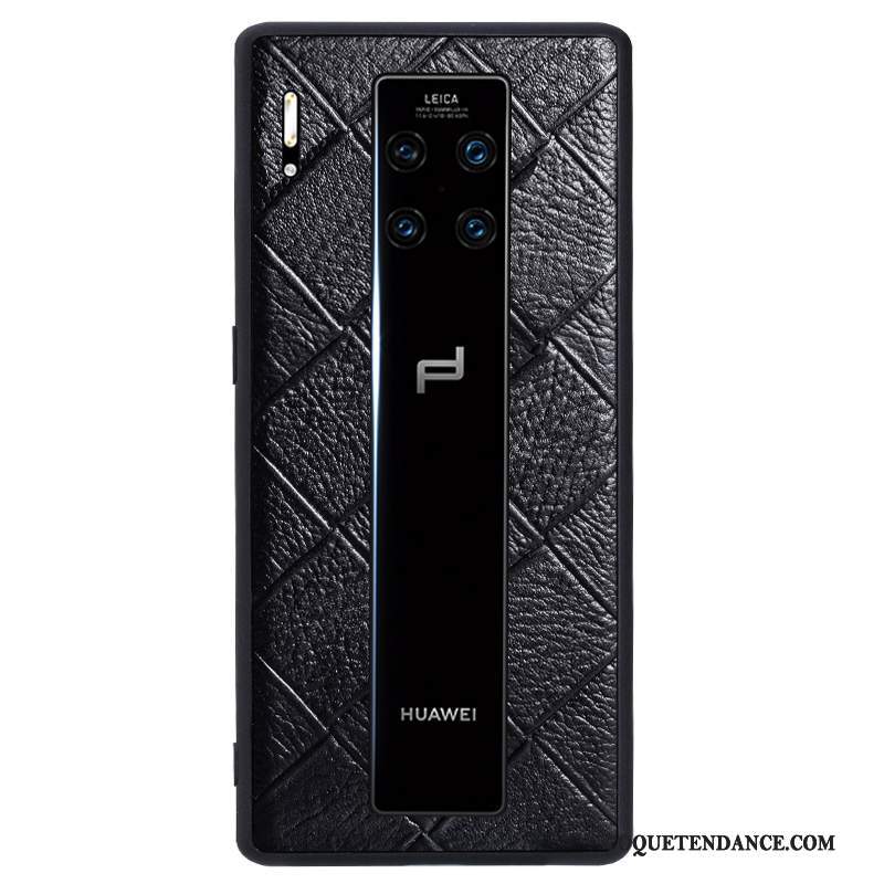 Huawei Mate 30 Rs Coque Tout Compris Incassable Étui En Cuir Noir Cuir Véritable