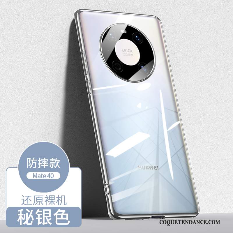 Huawei Mate 40 Coque Argent Incassable Marque De Tendance Étui Protection