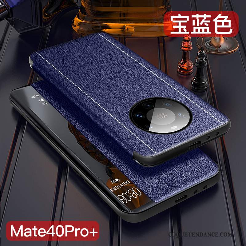 Huawei Mate 40 Pro+ Coque Mince Cuir Véritable Tout Compris Clamshell Protection